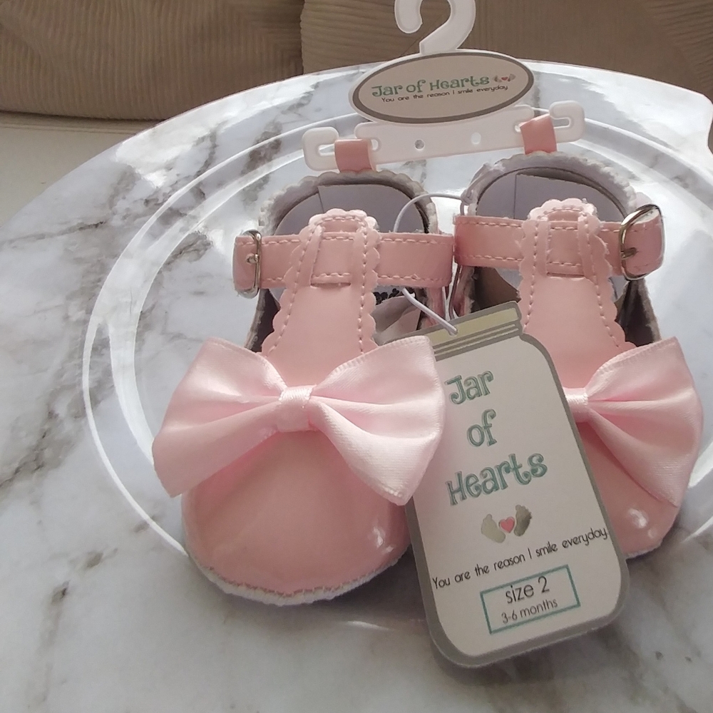 Vegan Leather Crib Shoes NWT Pink Bow Infant 3-6M